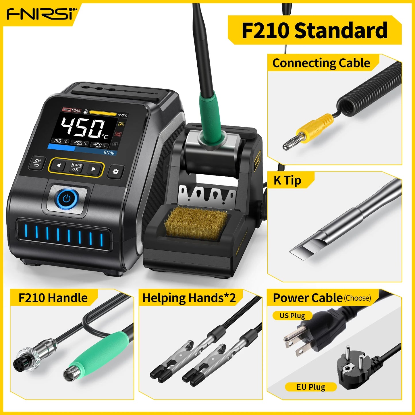 FNIRSI DWS-200 200W Power Soldering Iron Station | C210 C245 Handle for Electronic Welding & Rework
