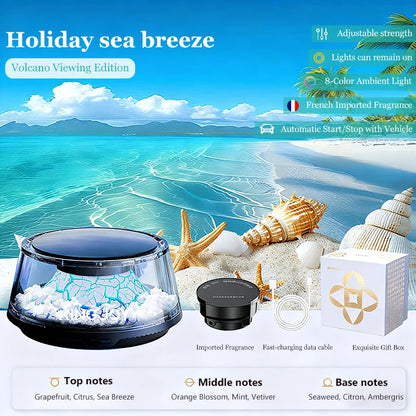 Solar Car Electric Aromatherapy Diffuser – AI Adjustable, Simulated Glacier Color, Alcohol-Free for Car, Home, Bedroom Gift