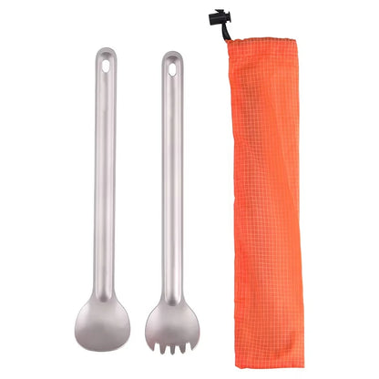Tiartisan Titanium Long Handle Spork - Ultralight Portable Camping Cutlery for Outdoor Dining