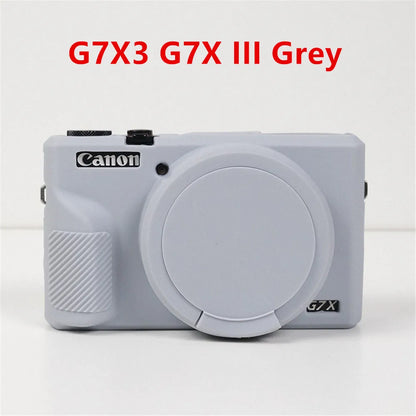 Canon G7X Silicone Camera Case - Soft Rubber Shockproof Body Cover with Lens Cap for G7X Mark II III G7XII G7X2 G7XIII G7X3