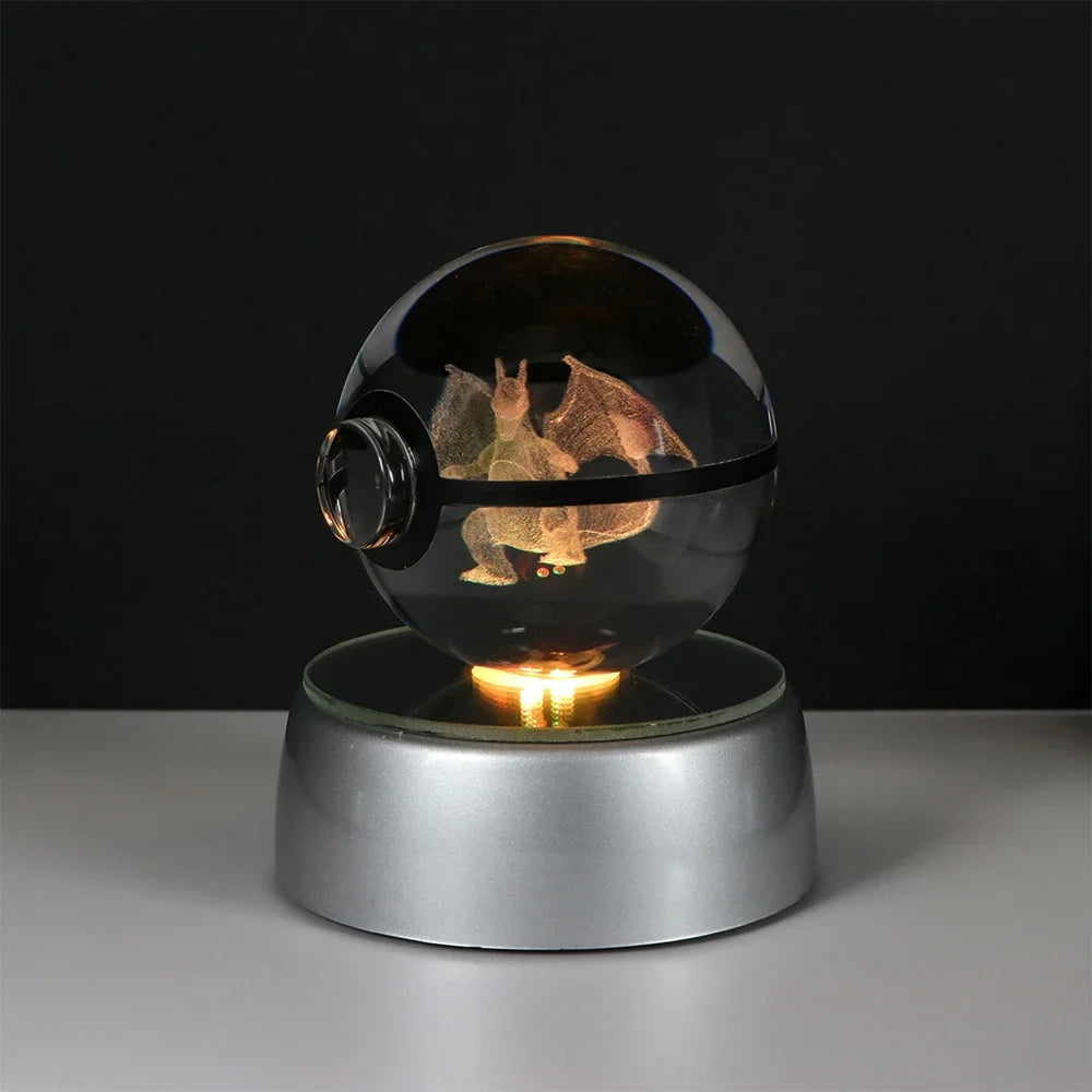 Pokemon Crystal Ball Night Light – Pikachu, Gengar, Eevee, Mewtwo & Lucario LED Pokeball, Kids Birthday Gift & Home Decor