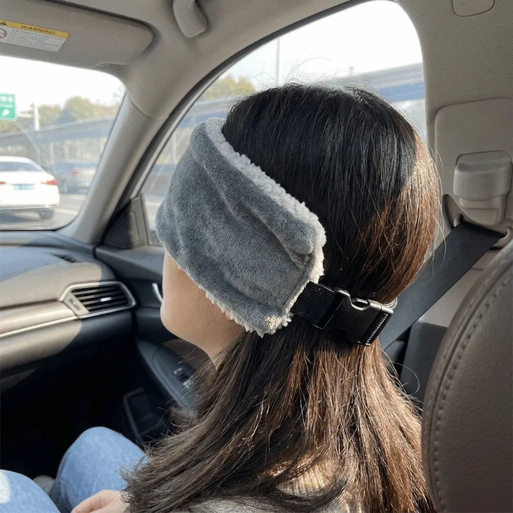 Adjustable Travel Eye Mask and Neck Pillow - Ergonomic Head Support Strap for Comfortable Long-Distance Travel
