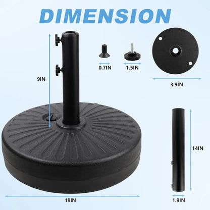 44BLS Weighted Outdoor Furniture Base - Adjustable Sand & Water Fillable Patio Umbrella Anchor Stand
