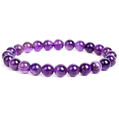 Natural Stone Bead Bracelet - Amethyst Crystal Quartz Aquamarine Jade Agate Elastic Bangle Jewelry for Women & Men