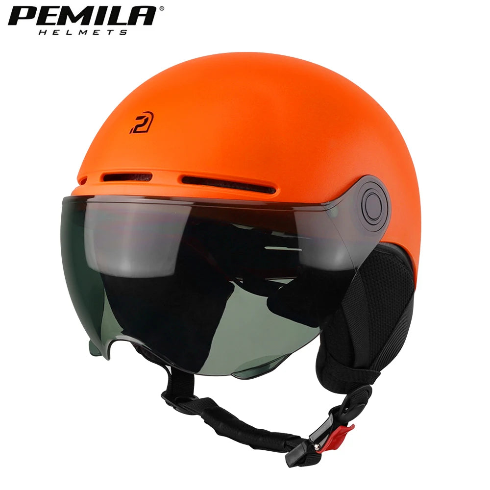 PEMILA Full Edge Wrap Cycling Helmet – MTB & Road Bike Helmet with Goggles, Ear Protection, for E-Bike & Bicycle