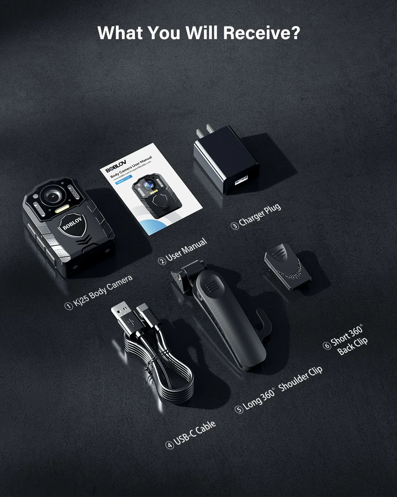 BOBLOV KJ25 1080p Body Camera — 3000mAh Night Vision Camcorder with 13H Recording, Police & Law Enforcement Camera, Ideal for Hiking & Riding