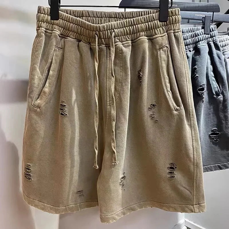 Cut-Up Vintage Style Denim Shorts – Retro Casual Summer Wear