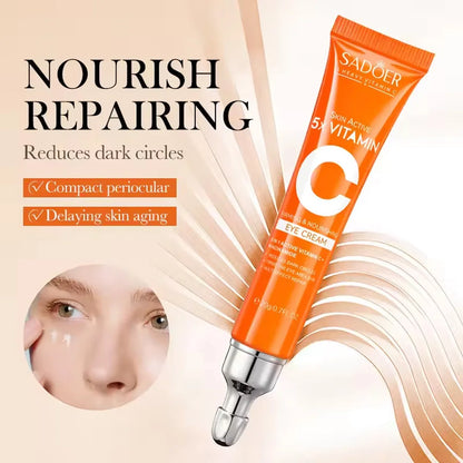 SADOER Vitamin C Eye Cream - Anti Dark Circle, Eye Bag Removal & Brightening Moisturizing Skincare Treatment