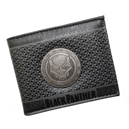 Marvel Black Panther Metal Design Wallet – PU Leather Purse with Coin Pocket for Youth