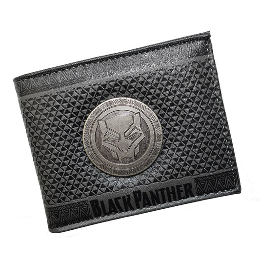 Marvel Black Panther Metal Design Wallet – PU Leather Purse with Coin Pocket for Youth
