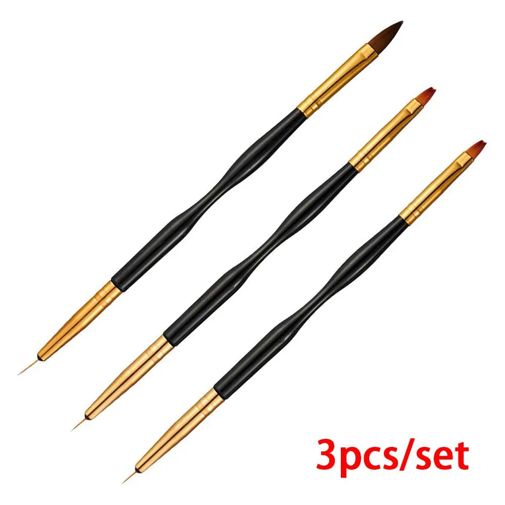 3Pcs Acrylic Nail Brush Set #8/10/14 - Professional Nail Brushes for Acrylic Powder Extensions, 3D Carving & Nail Art Salon Tools
