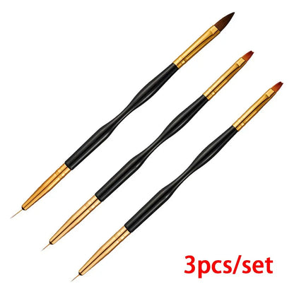 3Pcs Acrylic Nail Brush Set #8/10/14 - Professional Nail Brushes for Acrylic Powder Extensions, 3D Carving & Nail Art Salon Tools