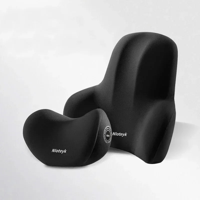 Universal Memory Foam Car Neck & Lumbar Support Cushion – Ergonomic Headrest Pillow & Waist Back Support for Car Seat Comfort Accessories