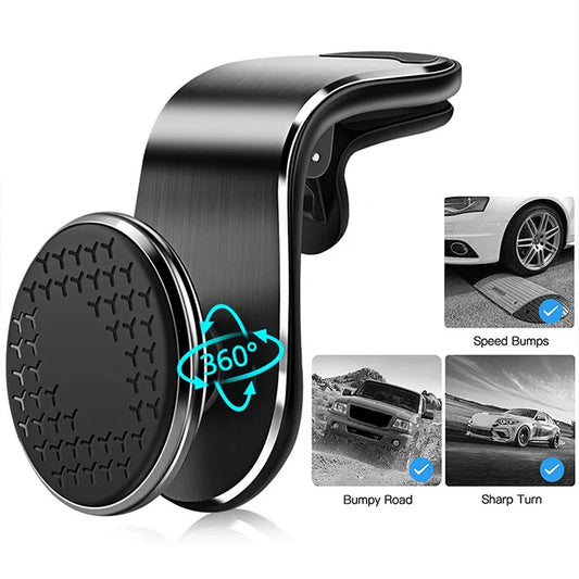 Magnetic Car Phone Holder - Air Vent Mount GPS Smartphone Stand for iPhone Samsung & Xiaomi