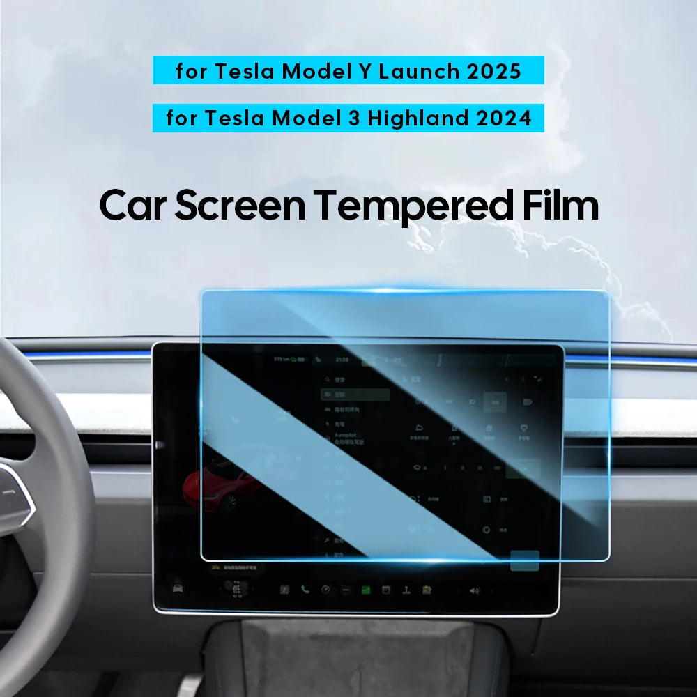TESY Tempered Glass Screen Protector for Tesla Model YL/Y Juniper & Model 3 Highland - Front & Rear Display Protection