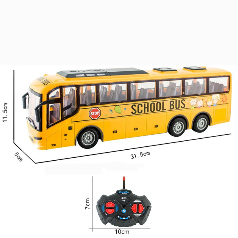 Large RC Electric School Tour Bus with LED Lights – Radio Controlled Toy Car for Boys, Perfect Christmas Gift