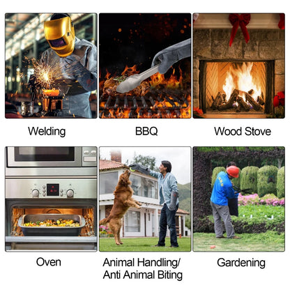 16-Inch Heat Resistant Welding Gloves – Thick Cow Split Leather Work Gloves for Welders, BBQ, Grill & Oven Use