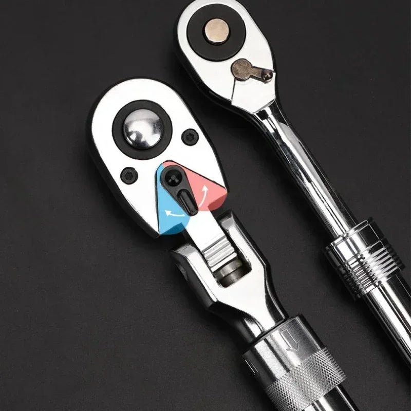 72-Tooth Carbon Steel Retractable Ratchet Wrench — 1/4, 3/8, 1/2 Automatic Quick-Release Multifunctional Hand Tool