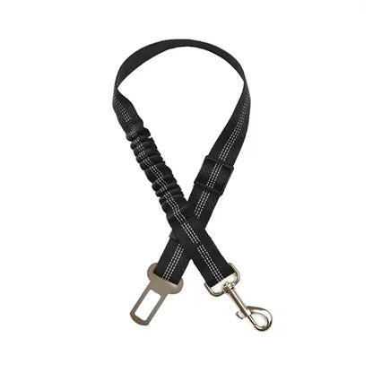 High-Grade Adjustable Dog Car Safety Belt — Shock-Absorbing Damping Strap with Reflective Trim, Universal Fit