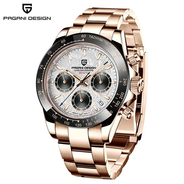 40mm PAGANI DESIGN V2 Men’s Quartz Watch – Sapphire Retro Chronograph Stainless Steel Waterproof