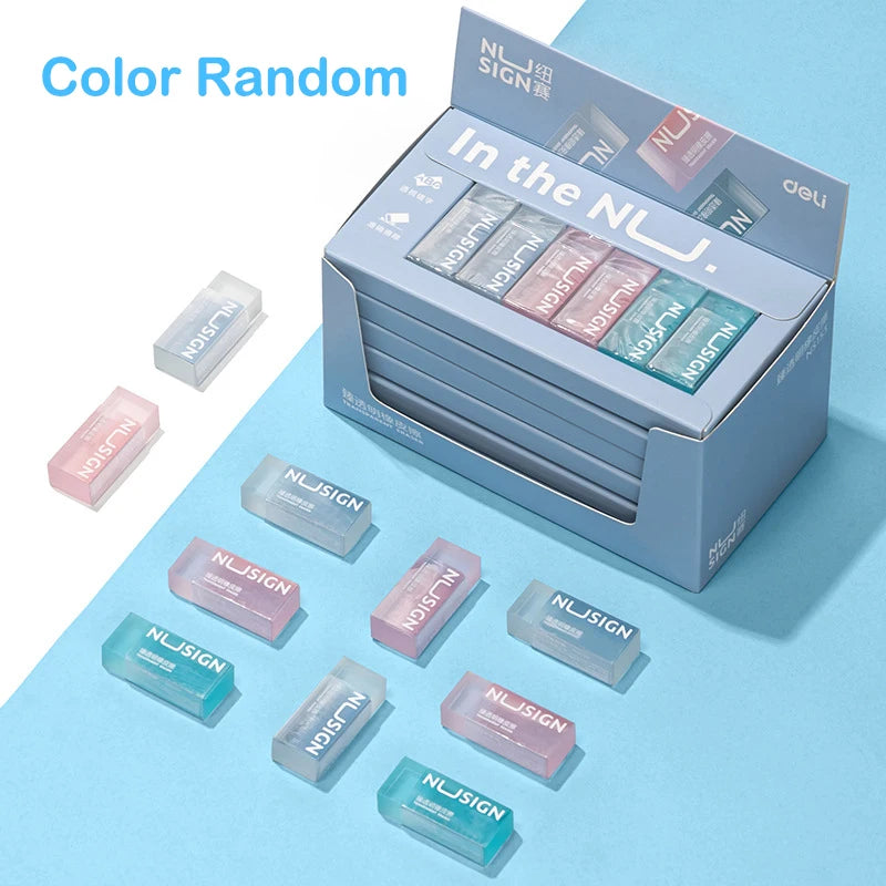 Cute Transparent Soft Eraser Set – Minimalist Solid Color School Erasers for Students & Stationery Supplies