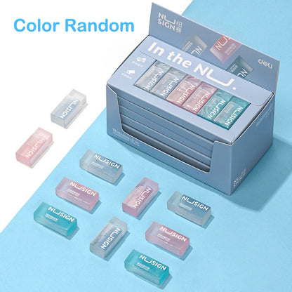 Cute Transparent Soft Eraser Set – Minimalist Solid Color School Erasers for Students & Stationery Supplies