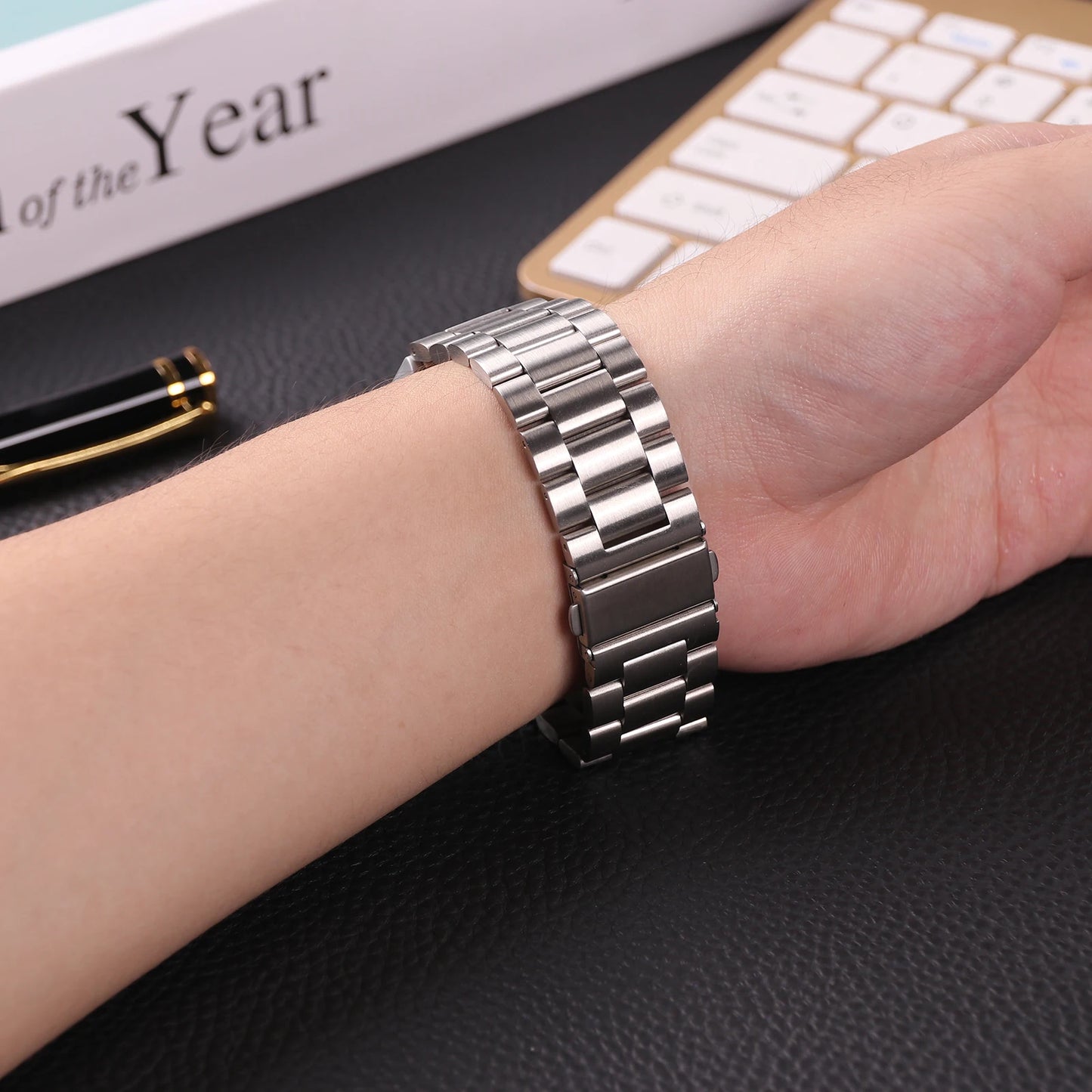22mm/20mm Metal Watch Strap – Compatible with Garmin Vivoactive 3/4/5, Forerunner 245/645/745/965, Venu 2/3, SQ2 Music