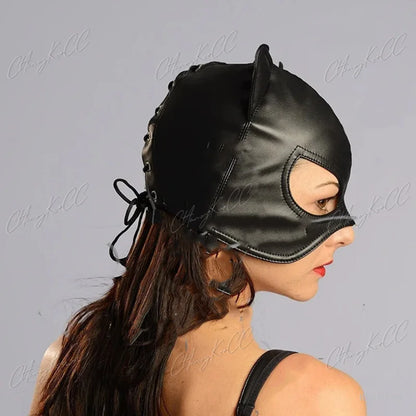 Wildcat Leather Mask - Men's Half-Face Costume Headdress for Halloween & Masquerade Parties
