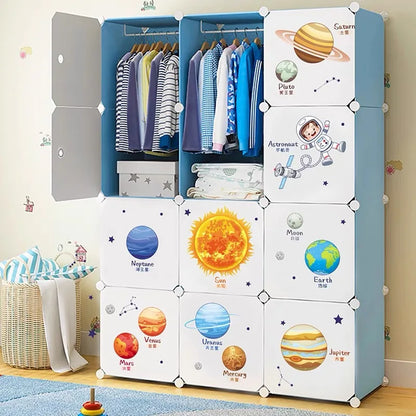 Kids Cartoon Solar System Wall Stickers - Cosmic Planets, Sun, Earth, Moon Decals for Bedroom, Reading Room, School Nursery