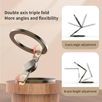 Foldable MagSafe iPhone Holder - 360° Rotating Magnetic Stand & Finger Grip for iPhone 17/16/15/14/13