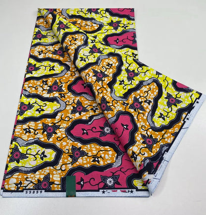 African Ankara Wax Print Fabric - 100% Cotton Soft Nigerian Real Wax Material for Women’s Party Dresses