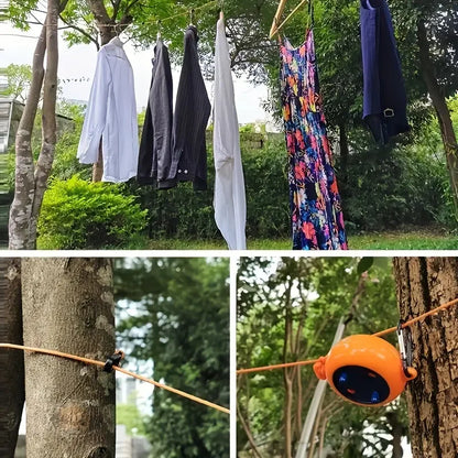 Outdoor Retractable Clothesline 10M – Portable Adjustable Camping Clothes Drying Rack, Windproof Washing Line Rope