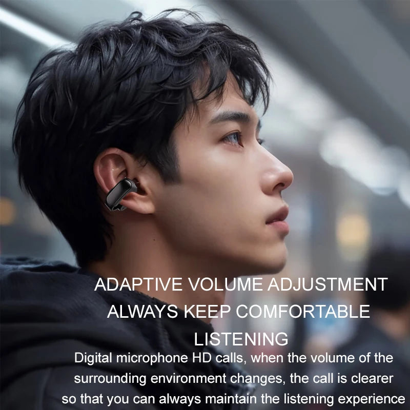 V12 Open Ear Wireless Earbuds - HiFi Stereo Bluetooth Sports Headphones with HD Mic & Ear Clip Design