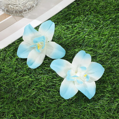 Simulated Orchid Flower Hairpins – White & Pink Hair Clips for Women, Summer Travel Seaside Fashion Headwear