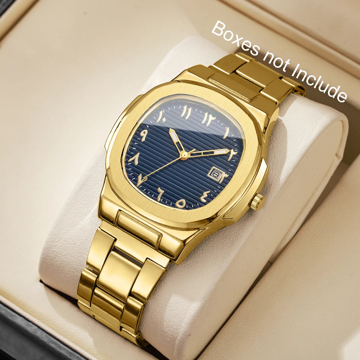 Luxury Men’s Business Watch - Square Dial Stainless Steel Quartz Watch with Calendar