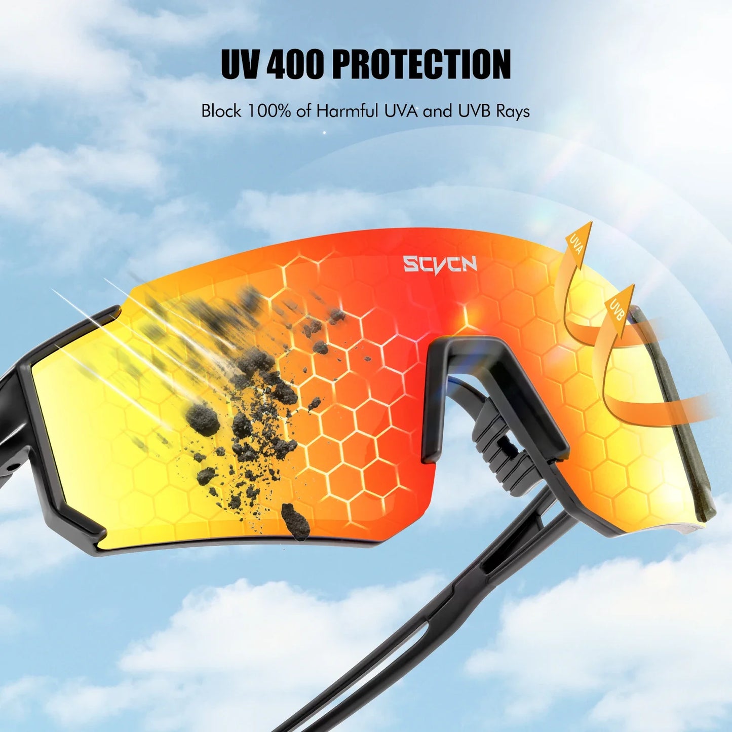 Scvcn UV400 Sports Sunglasses - Fashion Eyewear for Men and Women, Ideal for Biking, Running, Driving and Racing