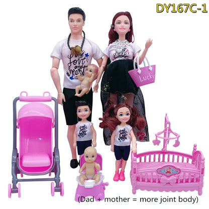 Family of 6 Pregnant Doll Set – Movable Joints Mom, Dad & Babies Interactive Playhouse Toy Gift for Girls