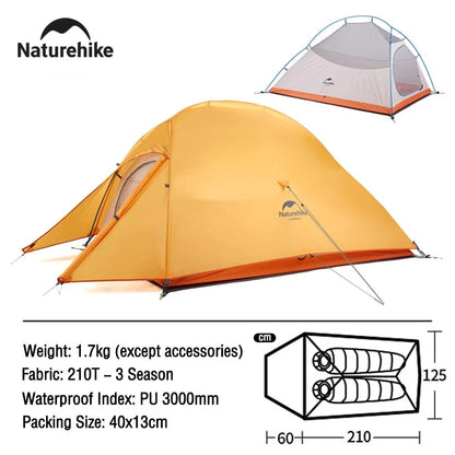 Naturehike Cloud Up 2-Person Camping Tent – Waterproof, Ultralight, Easy Build Beach Tent for Hiking & Backpacking Outdoors