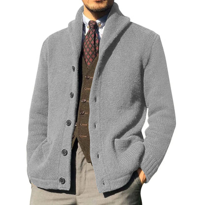 Men's Luxury Knit Cardigan Sweater - Thick Warm Autumn/Winter Solid Color Coat Top