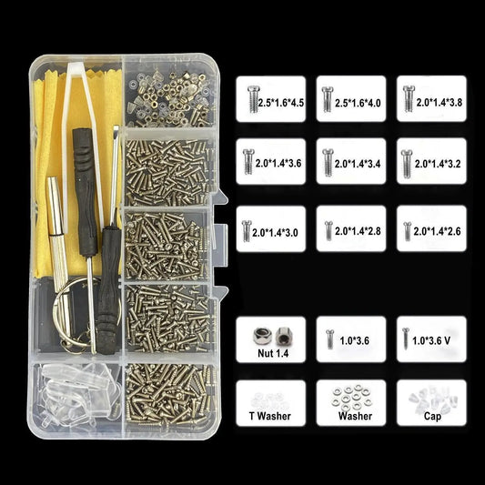 500pcs Eyeglass Repair Kit - Assorted Screws Nose Pads Screwdriver Tools for Glasses and Sunglasses Maintenance