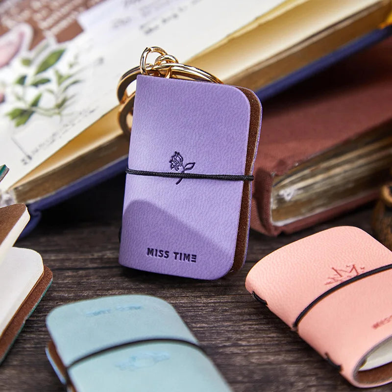 Mini PU Journal Keychain - Portable Leather Diary & Backpack Notebook Charm