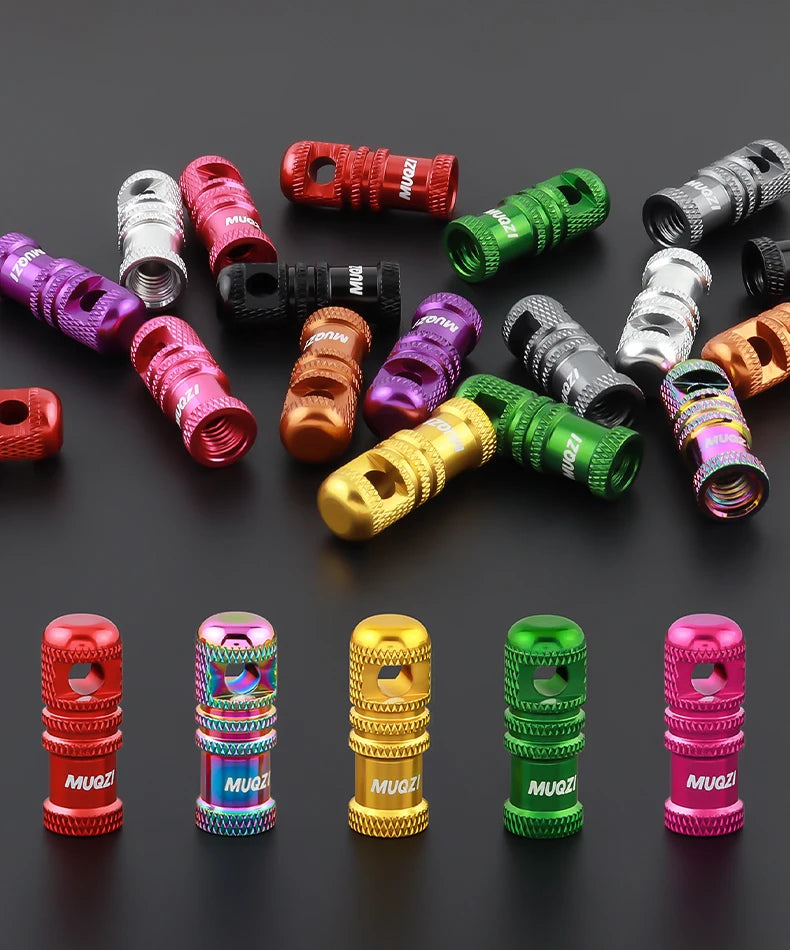 MUQZI 2/4PCS Presta Valve Caps with Core Remover — MTB Tubeless Tire Valve Stem Accessories