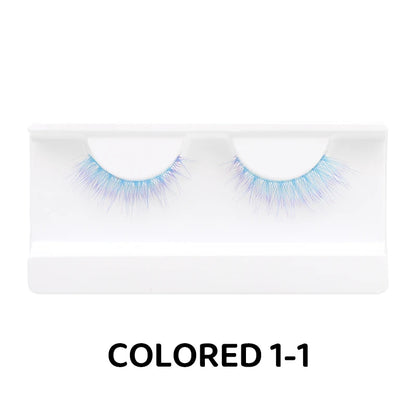 Colorful Halloween False Eyelashes – Blue, Red & Pink Cosplay Fake Lash Extensions for Makeup Looks