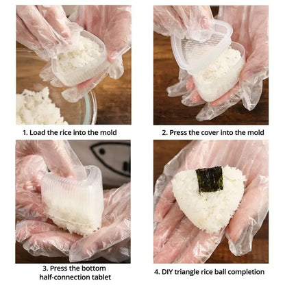 2PCS Transparent DIY Sushi Mold Kit – Onigiri Rice Ball Triangle Maker Press, Kitchen Bento Food Shaping Tool Set