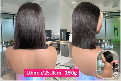 Raw Vietnamese Human Hair Lace Front Wig – 13x6 Bob, Straight Natural Black, 250% Density, 100% Human Hair