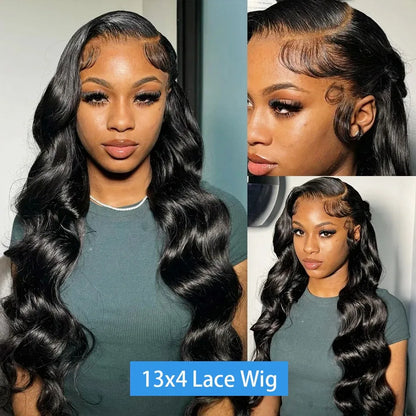 40 Inch Loose Body Wave Lace Front Wig – High-Density 13x6 HD Brazilian Black Human Hair for Women