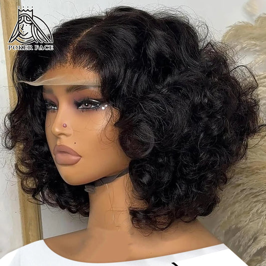 Brazilian Body Wave Short Bob Wig – 13x4/13x6 HD Transparent Lace Front, Pre-Plucked 5x5 High Density Human Hair Lace Frontal Wig