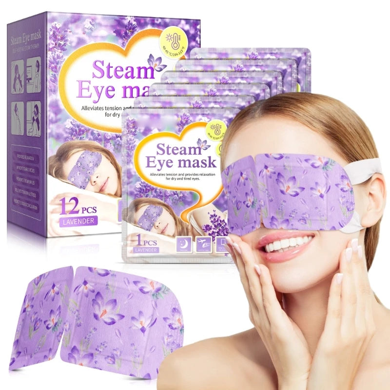 12-Pack Self-Heating Eye Masks – Disposable Lavender Moisturizing Heat Pads for Sleep & Daily Eye Care