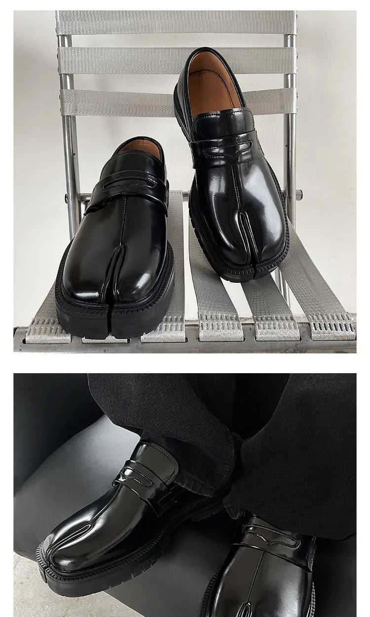 CHMURY Tabi Loafers — Men & Women Split Toe Casual Shoes, Thick Sole Patent Leather 2024