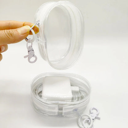 Portable Mini Clear Zipper Storage Bag Keychain – Cartoon Doll Toy, Mystery Box Organizer for Earphones, Chargers, Gift Bag for Kids